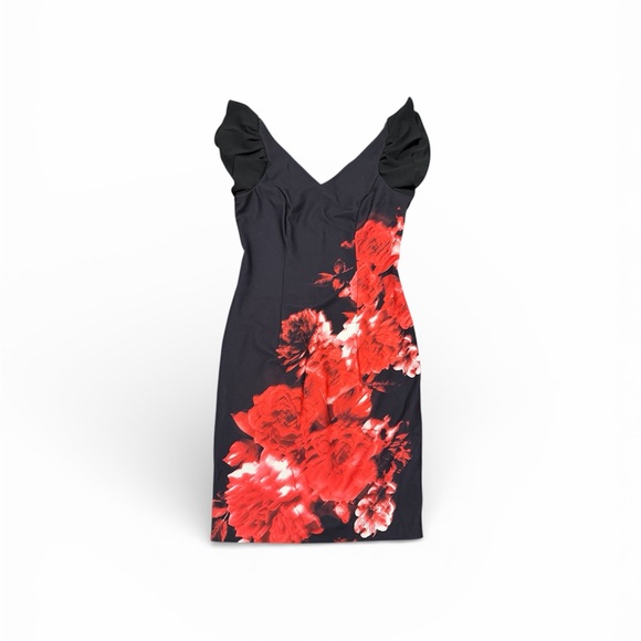 Donna Karan Dresses & Skirts - Donna Karan Black Dress with Red Floral Design - SIZE 2 - NWOT